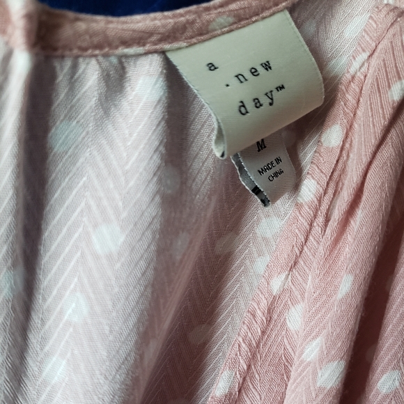 A New Day Dress Rose W/White Polka Dot | Sleeveless W/Waist Tie Sheath | Size: M - Picture 6 of 6